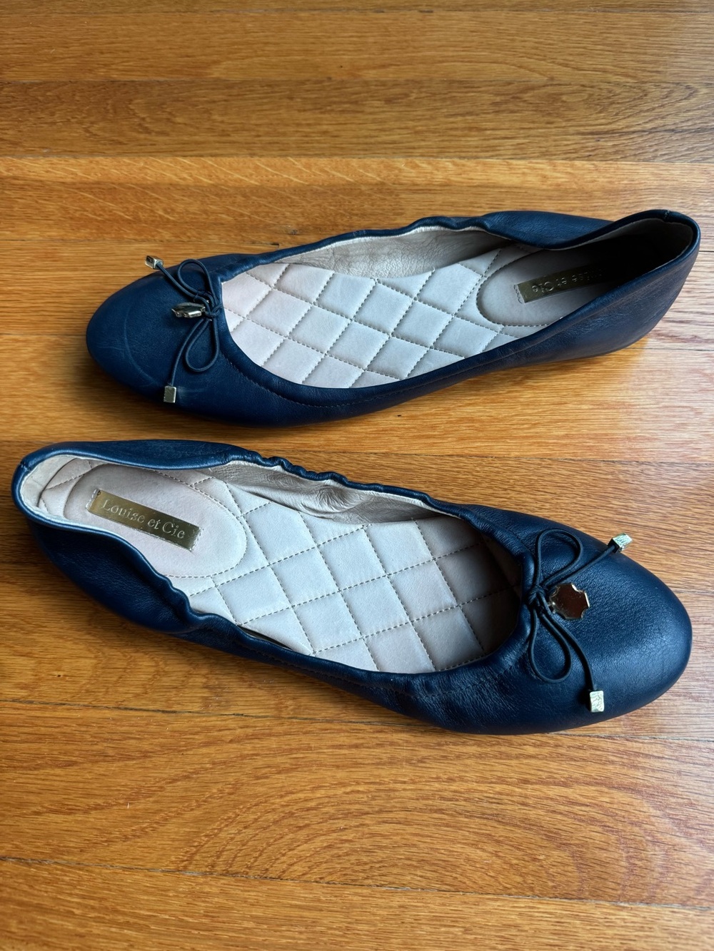 Louise et Cie Navy Leather Bow Ballet Flats Size 9